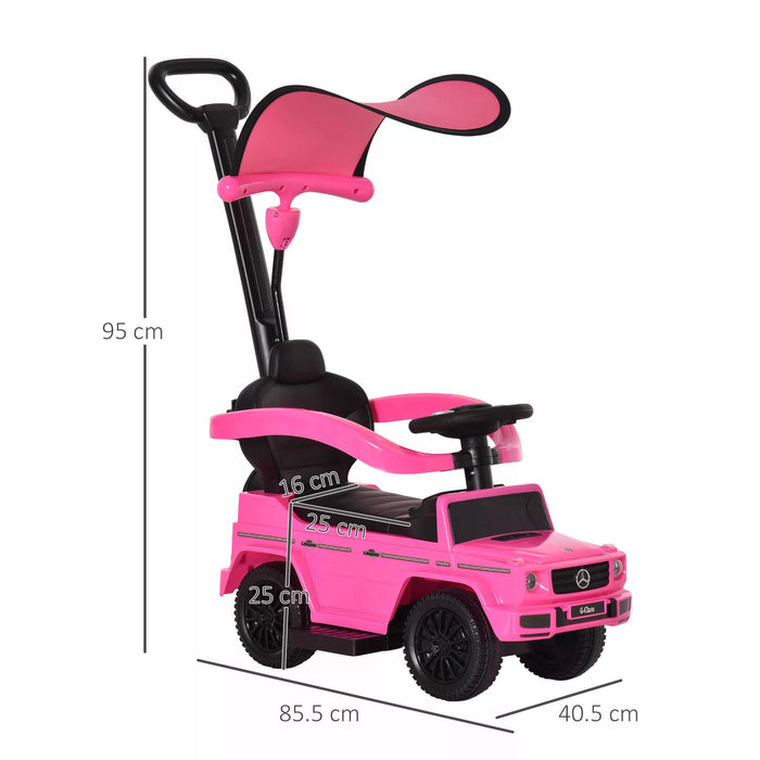 Mercedes-Benz G350 Walker - Ride-On Push Car with Foot-to-Floor Slider and Steering Wheel for Toddlers - Ideal Stroller Alternative for Kids' Mobility Development in Pink