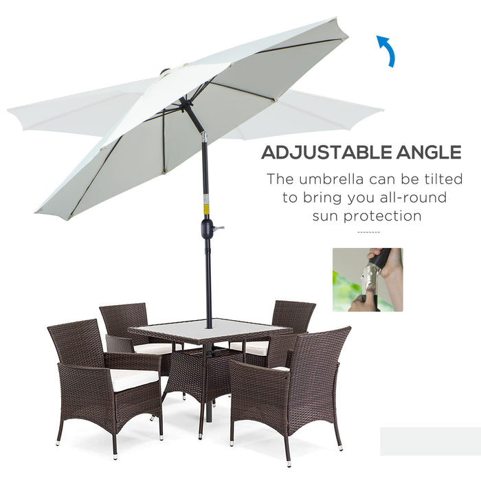 Outdoor Tilting Parasol - Cream White Sun Shade Canopy with Adjustable Three Angle Positions - Ideal for Garden and Patio Sun Protection