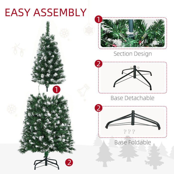 Pencil Slim Pre-Lit Artificial Christmas Tree - 5 Ft Tall with 250 Multicolor LED Lights & Realistic 408 Tips - Space-Saving Xmas Decor for Small Spaces