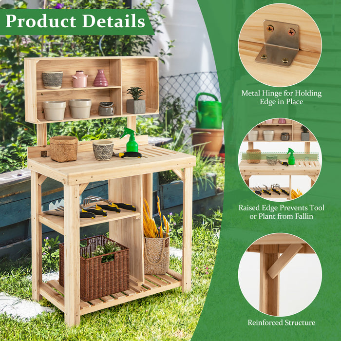 Garden Work Bench - Includes Bottom Shelves and Top Compartments - Perfect Solution for Organized Gardening