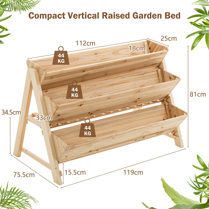 Vertical Garden 3-Tier Wooden Bed - With Legs Storage Shelf and 2 Hooks Feature - Ideal for Gardening Enthusiasts, Space-Saving Solution for Plant Lovers
