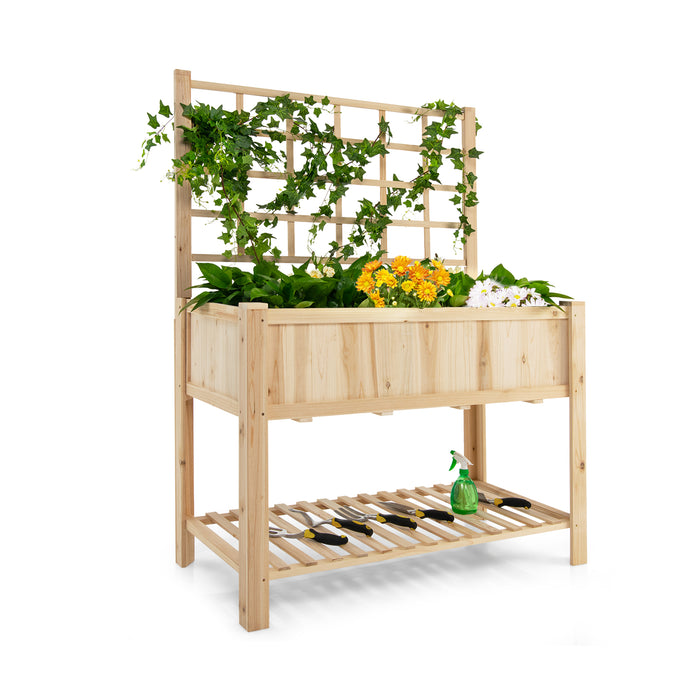 Gardener's Friend Wooden Raised Bed - Garden Planter with Built-In Trellis for Climbing Plants - Ideal for Small Space Gardening & Beautifying your Outdoor Area