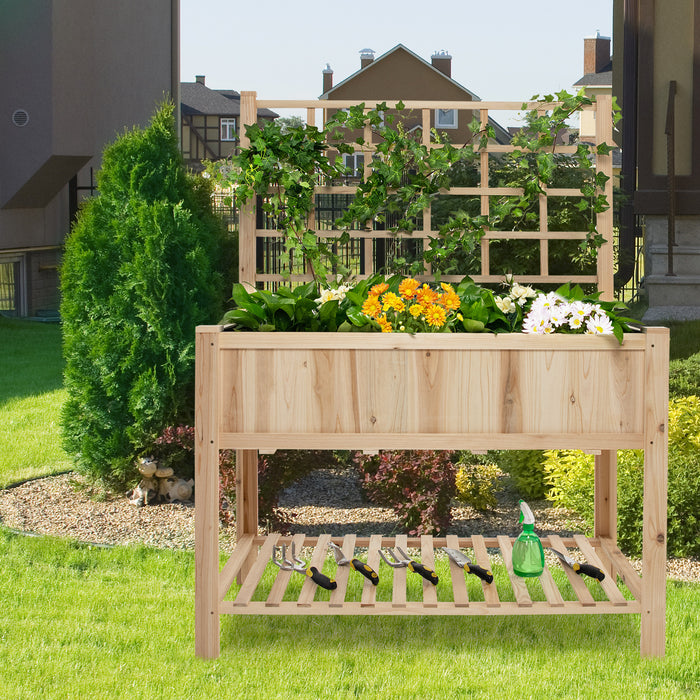 Gardener's Friend Wooden Raised Bed - Garden Planter with Built-In Trellis for Climbing Plants - Ideal for Small Space Gardening & Beautifying your Outdoor Area