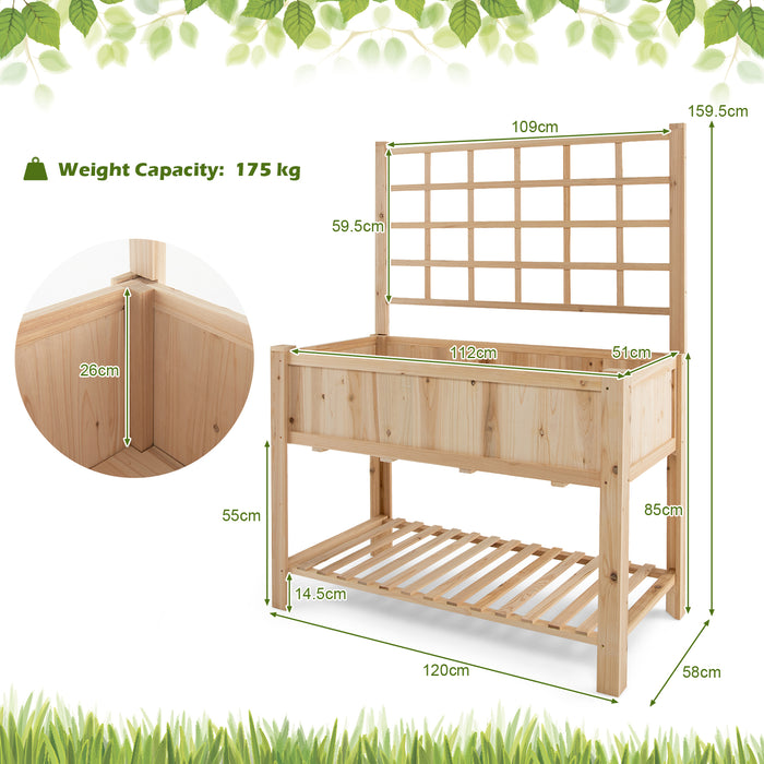 Gardener's Friend Wooden Raised Bed - Garden Planter with Built-In Trellis for Climbing Plants - Ideal for Small Space Gardening & Beautifying your Outdoor Area