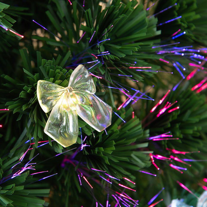 HOMCM 5FT Prelit Tree - Fiber Optic LED Artificial Christmas Tree with Foldable Feet - Festive Holiday Home Xmas Decor for Families