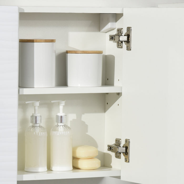 Double Door Bathroom Mirror Cabinet - Wall Mounted Storage Organizer with Adjustable Shelves - Space-Saving Solution for Bathroom Clutter