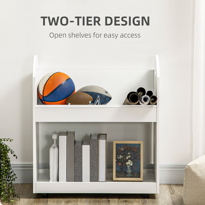 2-Tier Rolling Storage Shelves - Versatile Kitchen and Living Room Cart with Easy Mobility - Ideal for Home Organization and Space Efficiency