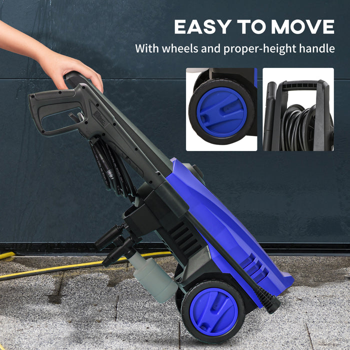 High-Pressure Power Washer 1800W - 150 Bar Pressure, 510 L/h Flow Portable Jet Wash Cleaner in Blue - Ideal for Home & Car Cleaning