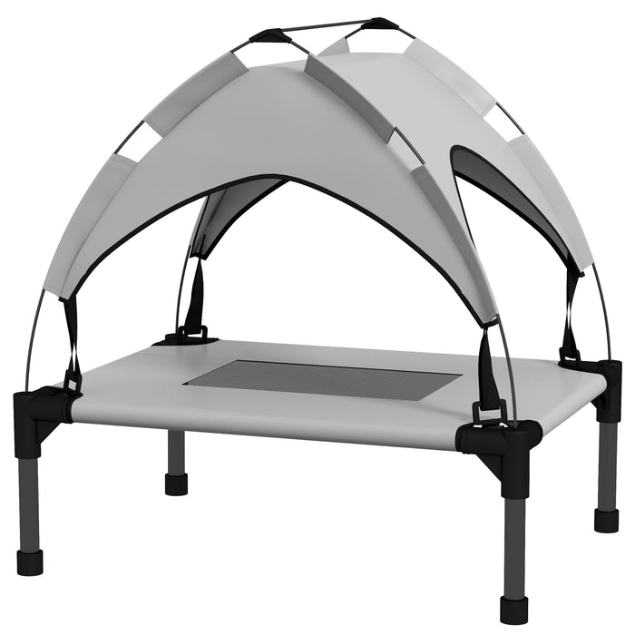 Elevated Cooling Dog Bed - Washable Breathable Mesh for Small Pets, 61x46x63cm - Comfort for Mini and Small Dogs in Light Grey