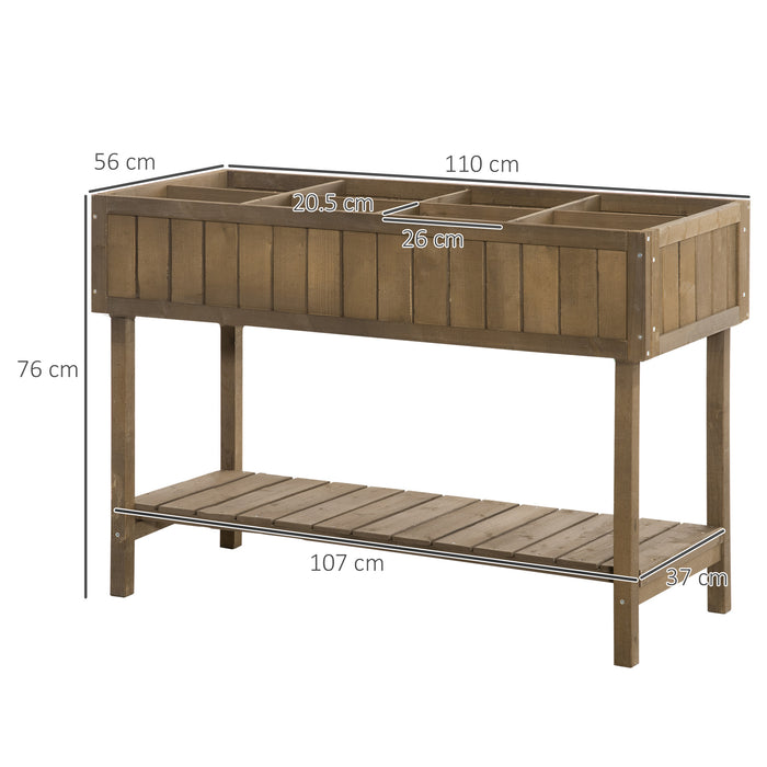 Wooden Raised Garden Bed Planter - 8-Section Outdoor Plant Stand Box, 110 x 46 x 76 cm - Ideal for Patio, Decking, and Backyard Gardening