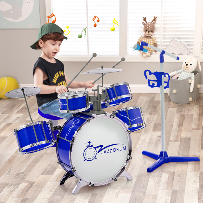 Kids Drum Set - 8-Keys Keyboard and Drum Kit with Microphone and 2 Drumsticks - Creative Play and Learning for Children