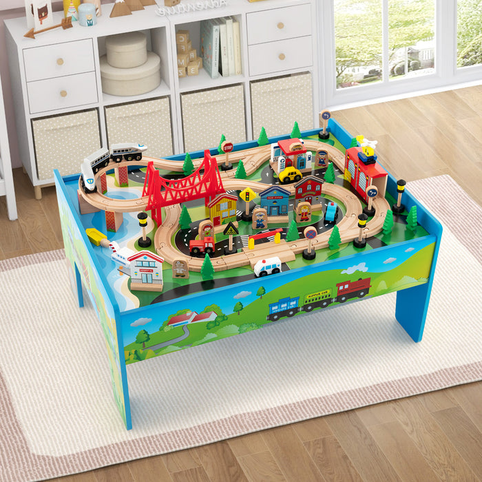 Wooden Activity Playset, 80-Piece - Reversible Tabletop Toy Set - Ideal for Creative Play and Skill Development