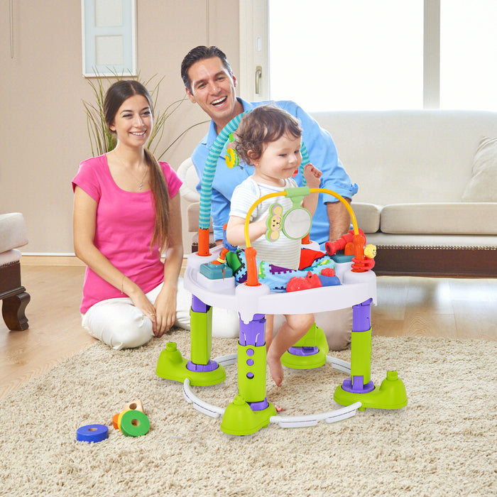 Baby Bouncer 4-in-1 Activity Center - Adjustable to 3 Heights, Green - Ideal Solution for Infants' Play and Development Activities