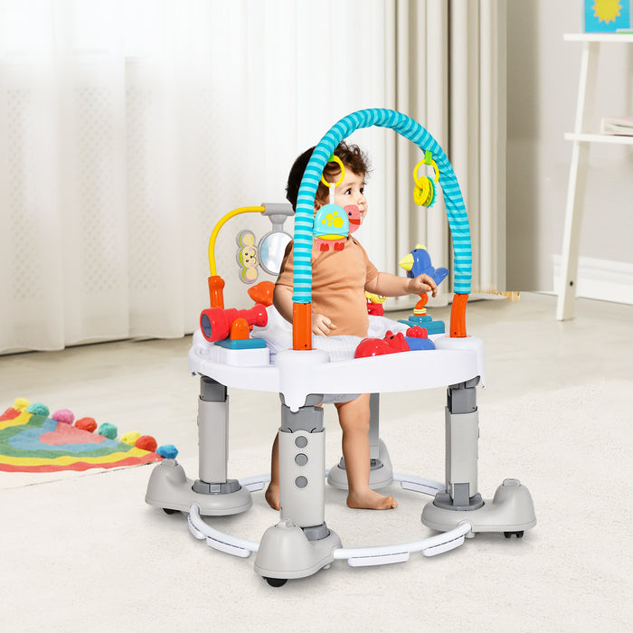 4-In-1 Baby Activity Center - Kid's Walker, Playful Grey - Ideal for Infants Aged 0-2 Years