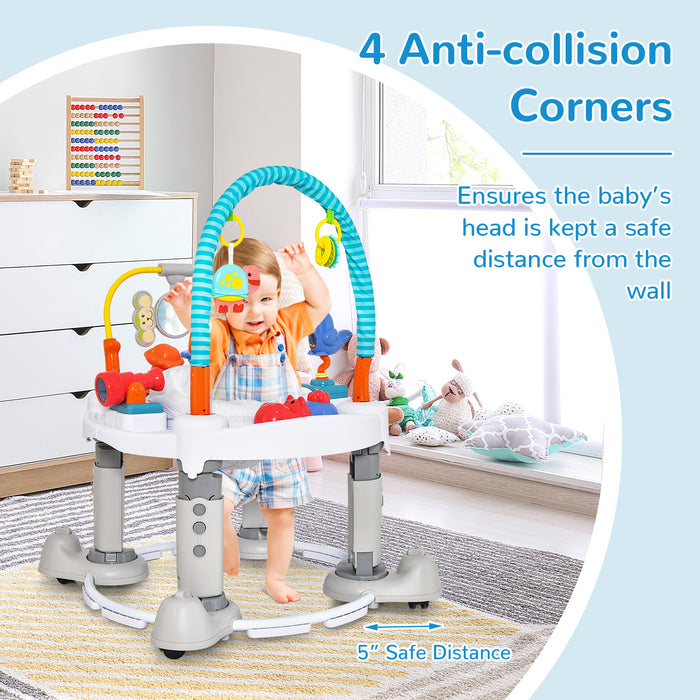 4-In-1 Baby Activity Center - Kid's Walker, Playful Grey - Ideal for Infants Aged 0-2 Years
