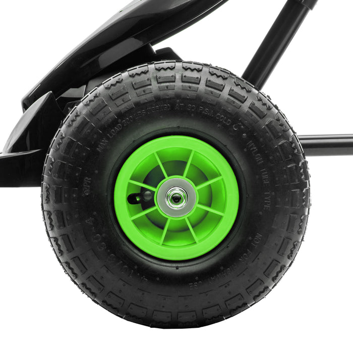 Pedal-Powered Racing Go Kart for Kids - Adjustable Seat, Inflatable Tyres, Shock Absorption, Handbrake - Ideal Outdoor Fun for Boys and Girls Ages 5-12, Vibrant Green Color