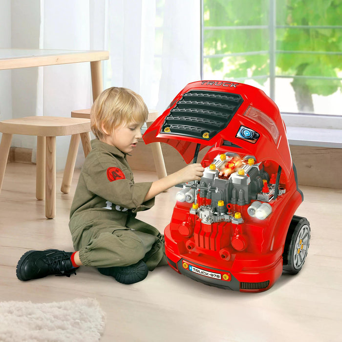 Toddler Educational Car Service Station Playset - Take Apart Workshop with RC Car Key and Lights - Perfect for Kids Aged 3-5 Years Old