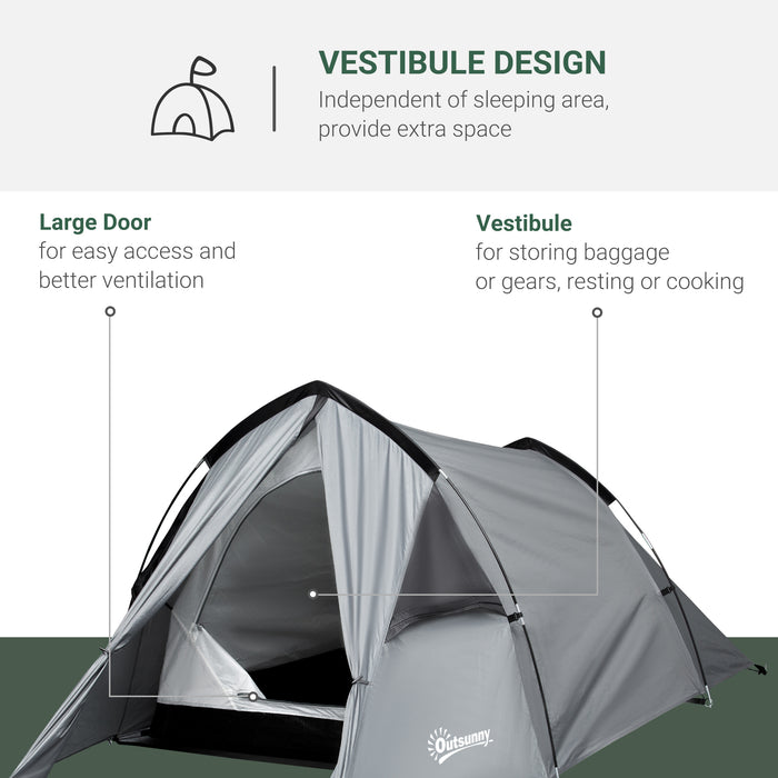 Double Layer Dome Camping Tent - 1-2 Person Weatherproof Backpacking Shelter with Vestibule Windows - Ideal for Fishing, Hiking and Lightweight Travel