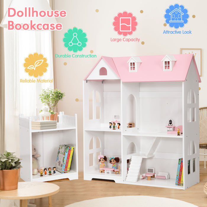 Large Grey Wooden Dollhouse - With Furniture and Accessories - Perfect for Creative and Imaginative Play for Children