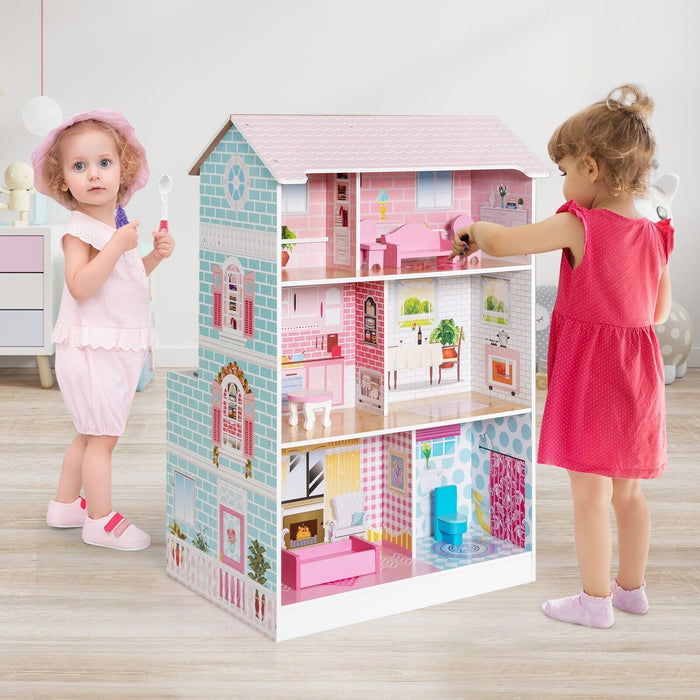 Toy Kitchen and Dollhouse 2-in-1 - Ideal Playset for Children Aged 3+ - Interactive Personal Development Toy