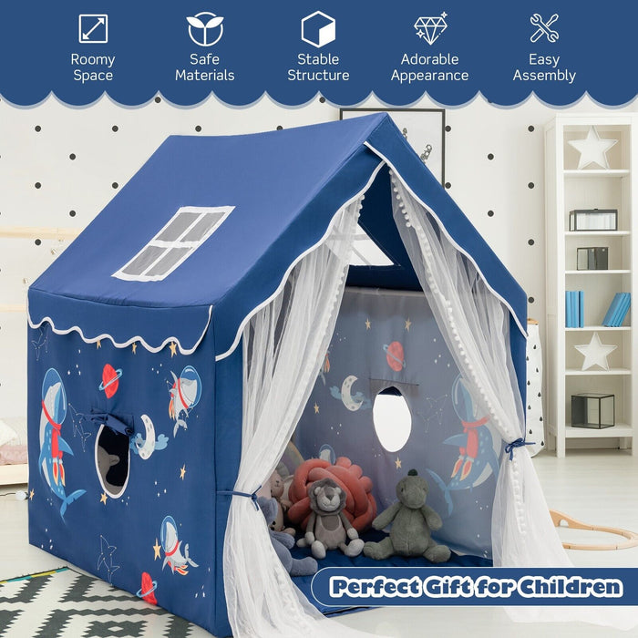 Kids Fun Den - Blue Play Tent with Windows and Washable Mat - Perfect for Indoor and Outdoor Adventure Games
