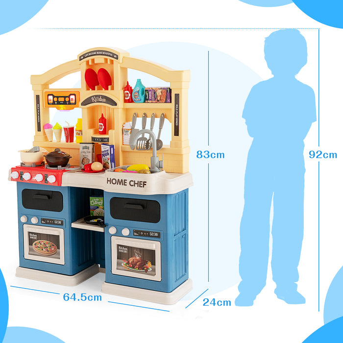 Kids Collection - 69-Piece Kitchen Playset Toy with Boiling & Vapor Effects, In Blue - Perfect for Encouraging Imaginative Play for Children