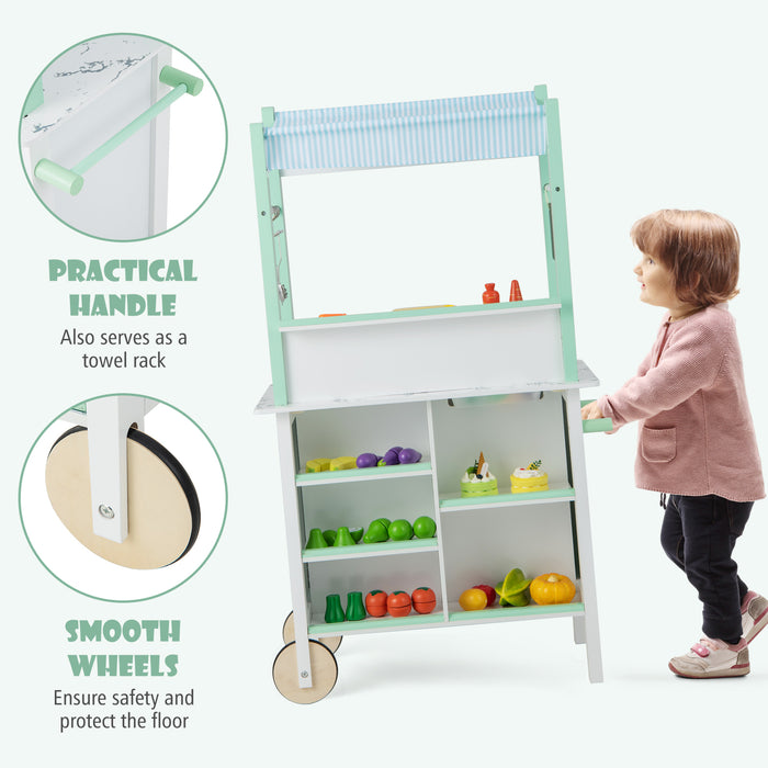 Pretend Play Set - Double-sided Kids Kitchen with Remote Control in Green - Ideal for Developing Creativity in Children Aged 3+