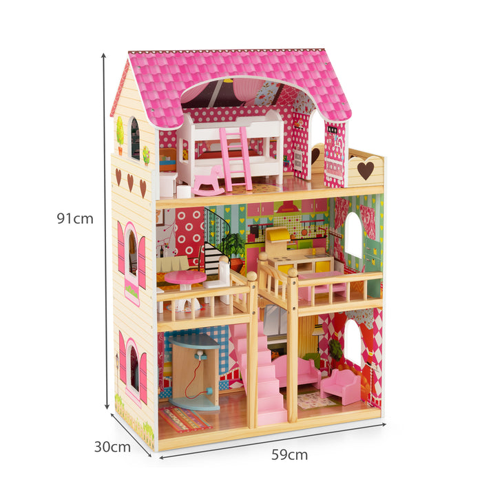 DIY Wooden Dream House - Pretend Play Toy for Children, Pink Design - Ideal for Kids Over 3 Years Old