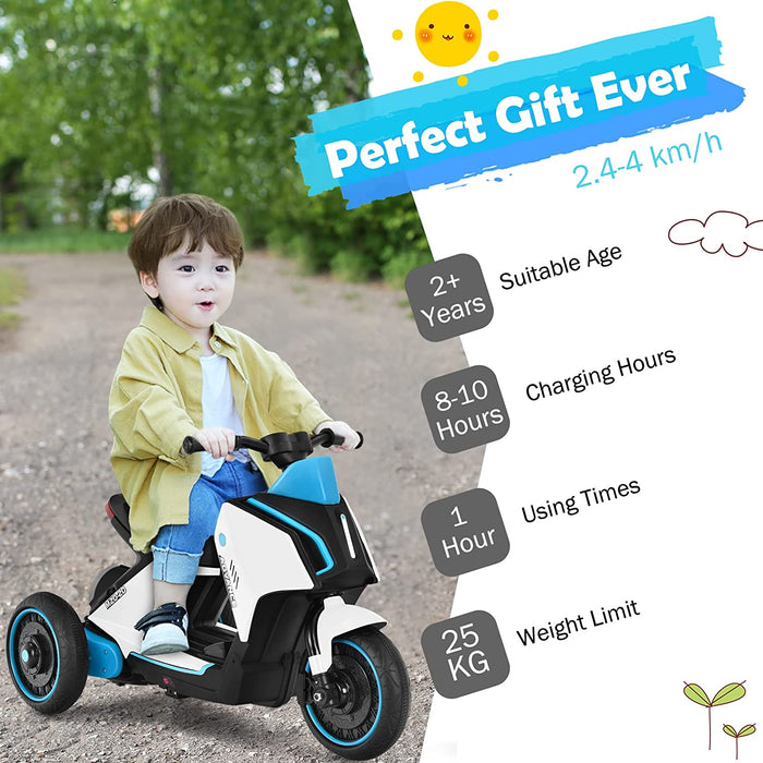 Electric 3-Wheel Kids Motorbike - Features Music and Black Design - Ideal for Fun and Safe Riding Experience for Children