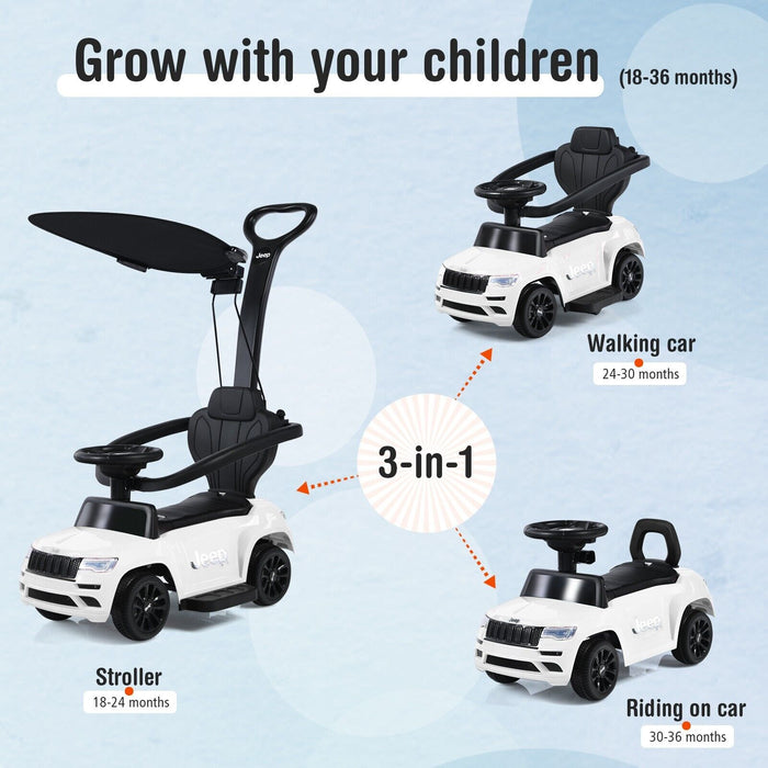 Kids Ride-On Push Car, Model 3-In-1 - Adjustable Black Visor, Mobility Toy - Perfect Solution for Children Outdoor Play