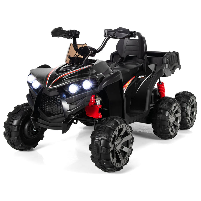 Kids Electric ATV 6 Wheel 4 Motors - Black - Perfect Adventurous Ride-On Toy for Outdoor Play
