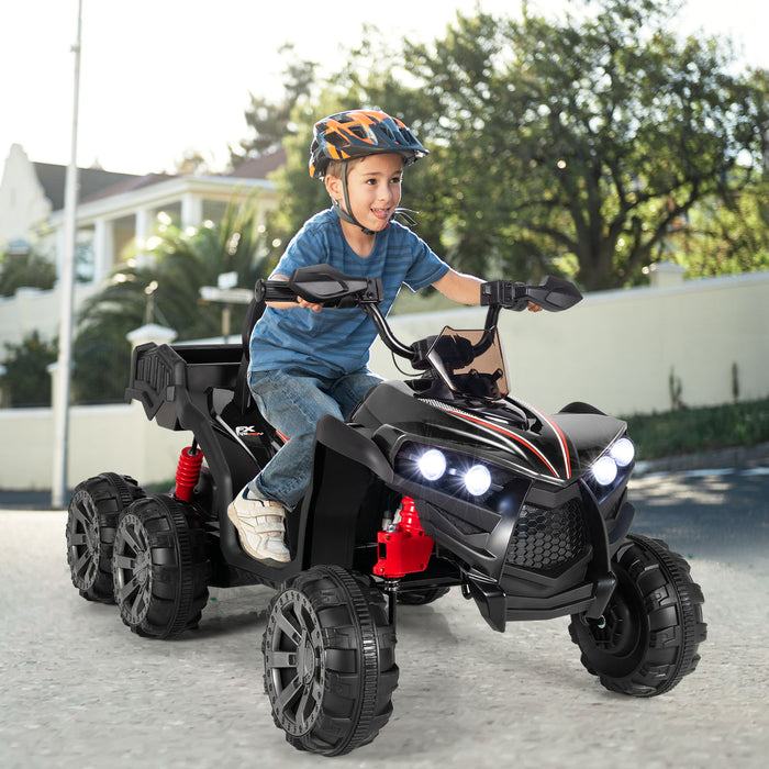 Kids Electric ATV 6 Wheel 4 Motors - Black - Perfect Adventurous Ride-On Toy for Outdoor Play