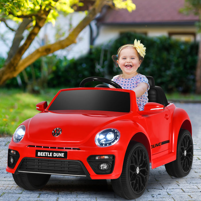 Volkswagen Beetle 12V Ride-On for Kids - Electric Car with Remote Control in Red - Perfect for Children's Outdoor Play