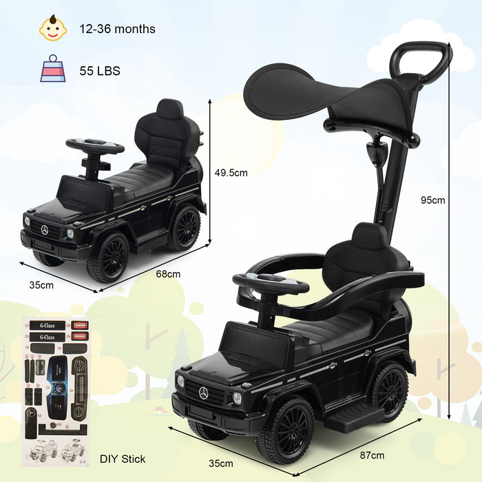 3-in-1 Baby Model - Foot-to-Floor Sliding Walker with Push Handle in Black - Ideal for Assisting Infant Mobility and Balance Development