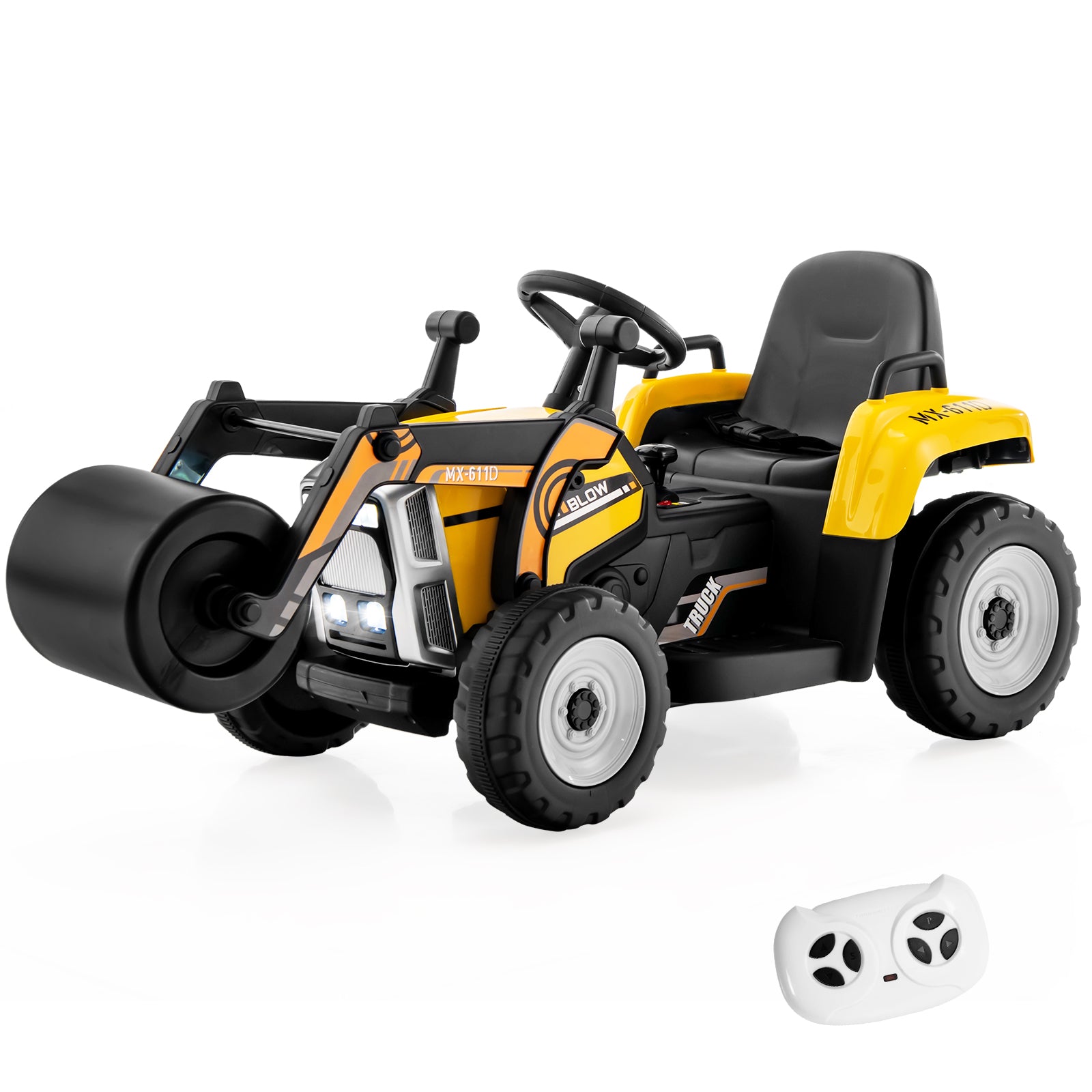 Road Roller Kids Toy - 12V Battery Powered Ride-On with 2.4G Remote Control, Yellow - Perfect for a Miniature Construction Enthusiast