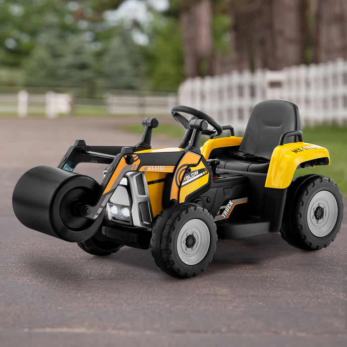 Road Roller Kids Toy - 12V Battery Powered Ride-On with 2.4G Remote Control, Yellow - Perfect for a Miniature Construction Enthusiast