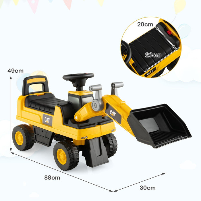 Kid's Playtime Construction Vehicle - Ride-On Excavator with Adjustable Bucket in Yellow - Perfect for Encouraging Imaginative Outdoor Play