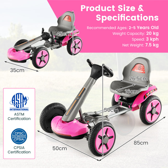Electric Ride-On Car 12V - Adjustable Steering Wheel and Pink Seat - Ideal for Kids' Outdoor Play and Fun