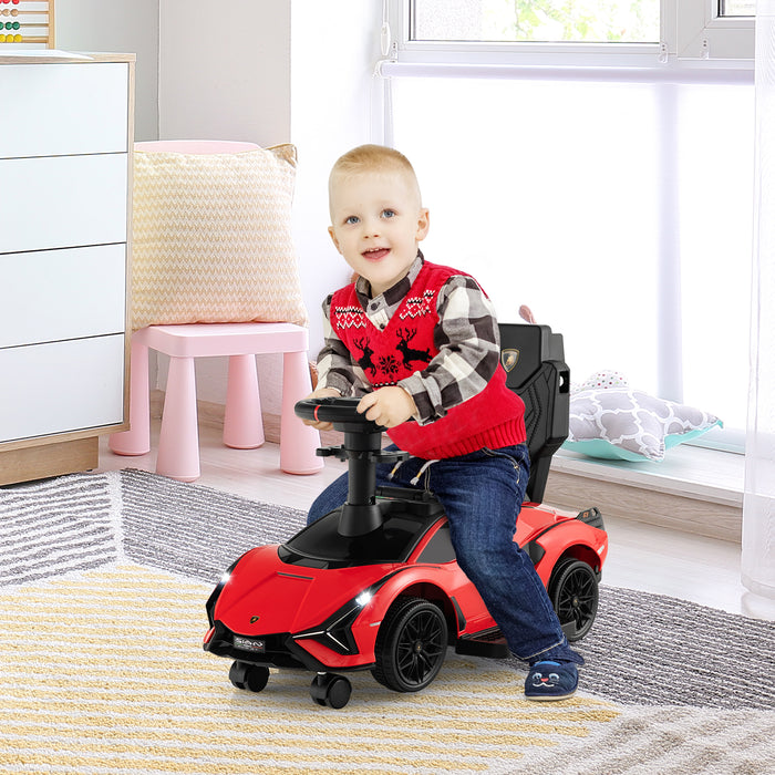 3-in-1 Ride On Push Car - Removable Guardrails and Handle, Red - Ideal for Encouraging Active Play and Safety for Toddlers