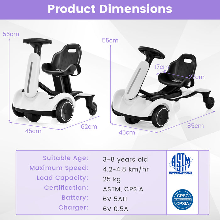 Electric Drift Car 6V - Ride On Toy for Children, Ages 3-8, in Black - Perfect for Developing Motor Skills and Outdoor Play