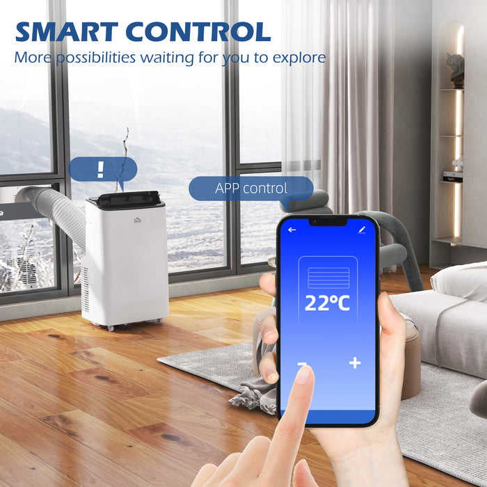 12,000 BTU Portable Air Conditioning Unit - Smart WiFi-Enabled Cooling for Rooms Up to 26m² with Dehumidifier & Fan - Includes Convenient 24-Hour Timer Function for Home Comfort