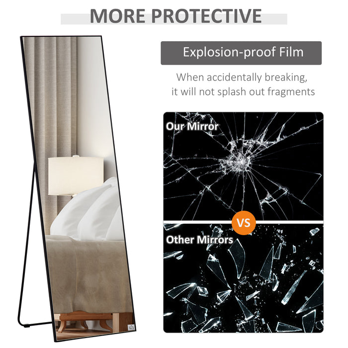 Full-Length Aluminum Alloy Framed Mirror - Versatile Floor Standing or Wall Hanging Design - Ideal for Bedroom & Living Room Decor Enhancements