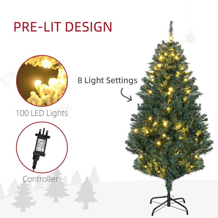 Artificial 5-Ft Pre-Lit Christmas Tree with LED Lights - Seasonal Holiday Decoration with Warm Ambiance - Perfect for Festive Home or Office Decor
