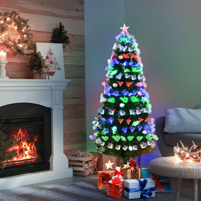Pre-Lit 6FT Artificial Christmas Tree with Fiber Optic Ornaments - Star-Topped, LED-Lit Holiday Decor - Ideal for Festive Home Ambiance