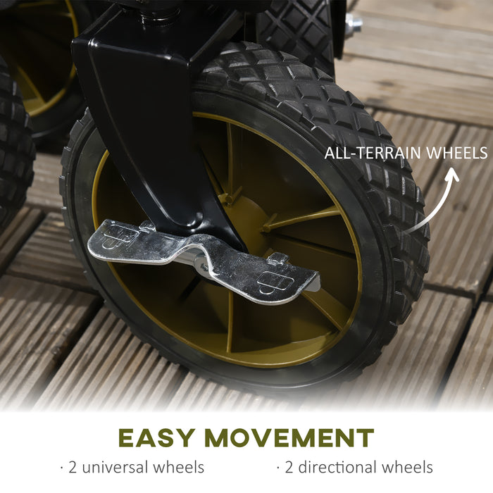 Collapsible Outdoor Wagon with Wheels - Folding Garden and Camping Trolley, Sturdy Steel Frame & Oxford Fabric - Space-Saving Utility Cart for Gardening and Transport