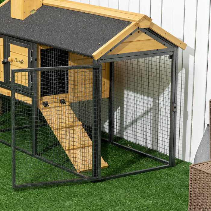 Outdoor Bunny Hutch with Spacious Run - Easy-Clean Removable Tray, Ramp Access, Durable Small Animal Shelter - Perfect for Pet Rabbits and Small Creatures