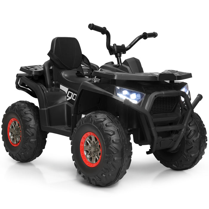 Kids Electric 4-Wheeler ATV Quad - 12V Ride On Car Toy with LED Lights and Music, Red - Perfect Adventure Toy for Outdoor Play