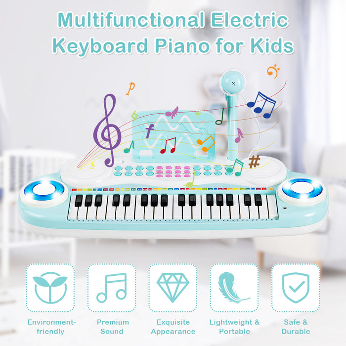 Blue Electronic Keyboard - 37 Keys, Comes with Microphone - Ideal for Emerging Musicians and Singers