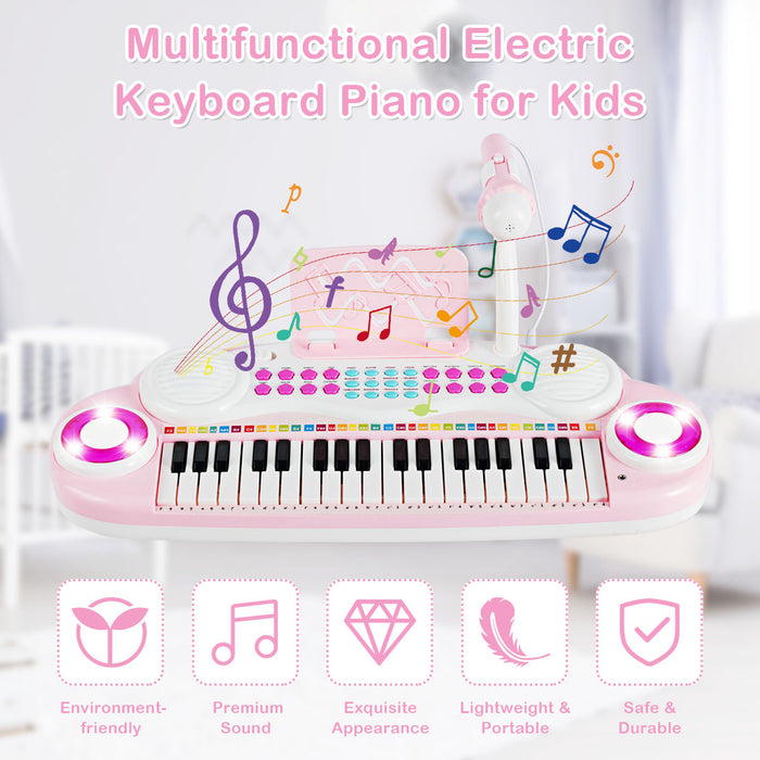 Blue Electronic Keyboard - 37 Keys, Comes with Microphone - Ideal for Emerging Musicians and Singers
