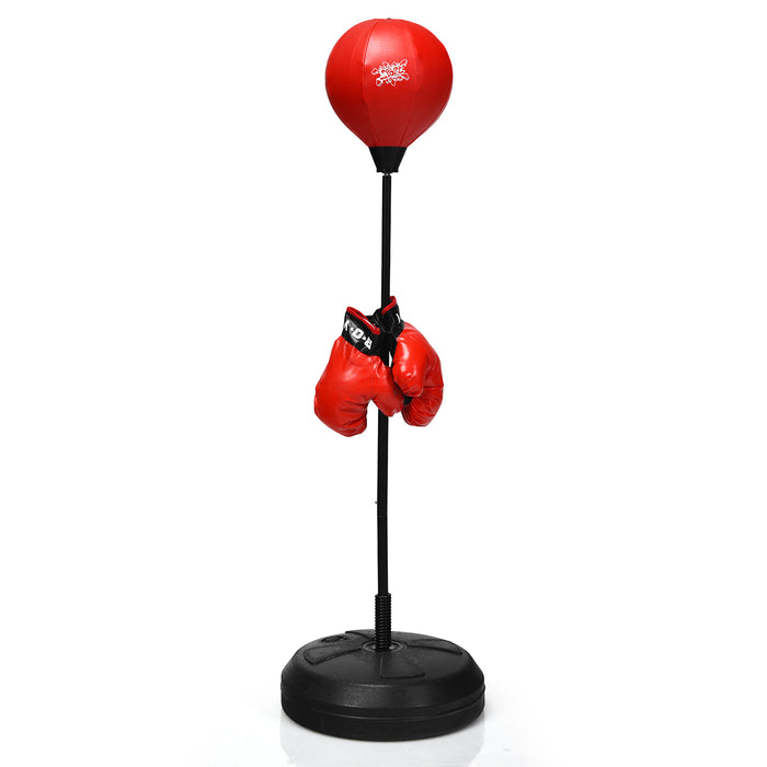 Adjustable Height Speed Ball Reflex Bag Kit - 122-154cm, Includes Stand and Gloves - Ideal for Boxing Practice and Reflex Training